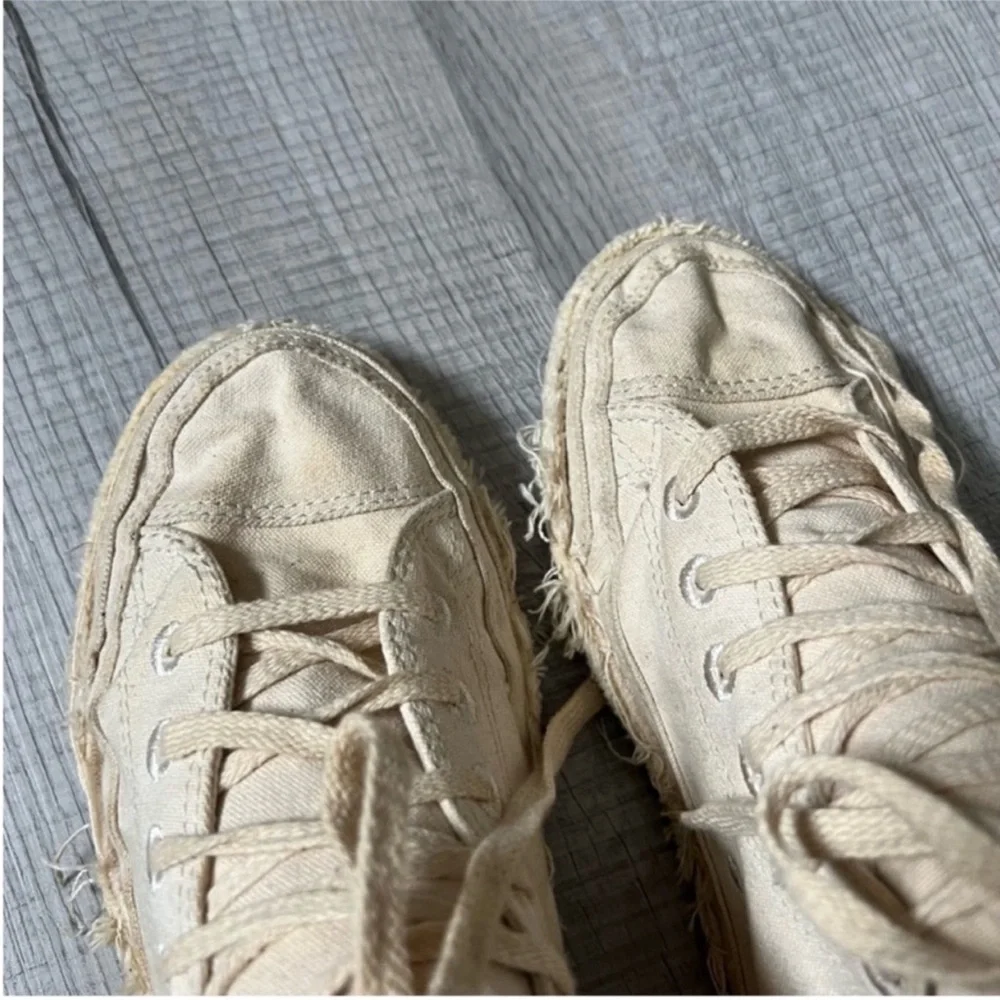 Converse All Canvas Cloth High Top Sneakers Cream Size 8 - Picture 10 of 11